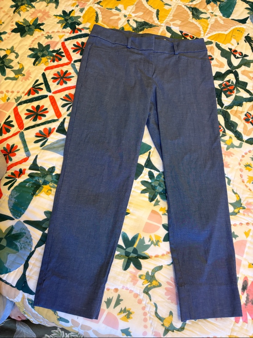 LOFT Cropped Pants in Blue Plaid